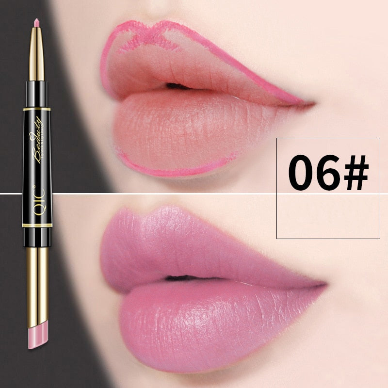 2 IN 1 Lip Liner Waterproof Matte Lipstick Pencil Sexy Red Long Lasting Lipliner Makeup Cosmetics